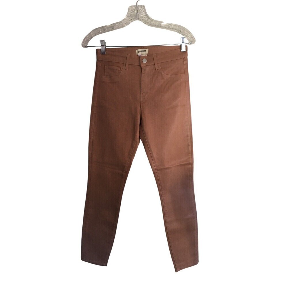 L'Agence Jeans Women's Size 25 Pink Beige Coated Margot Cotton Blend